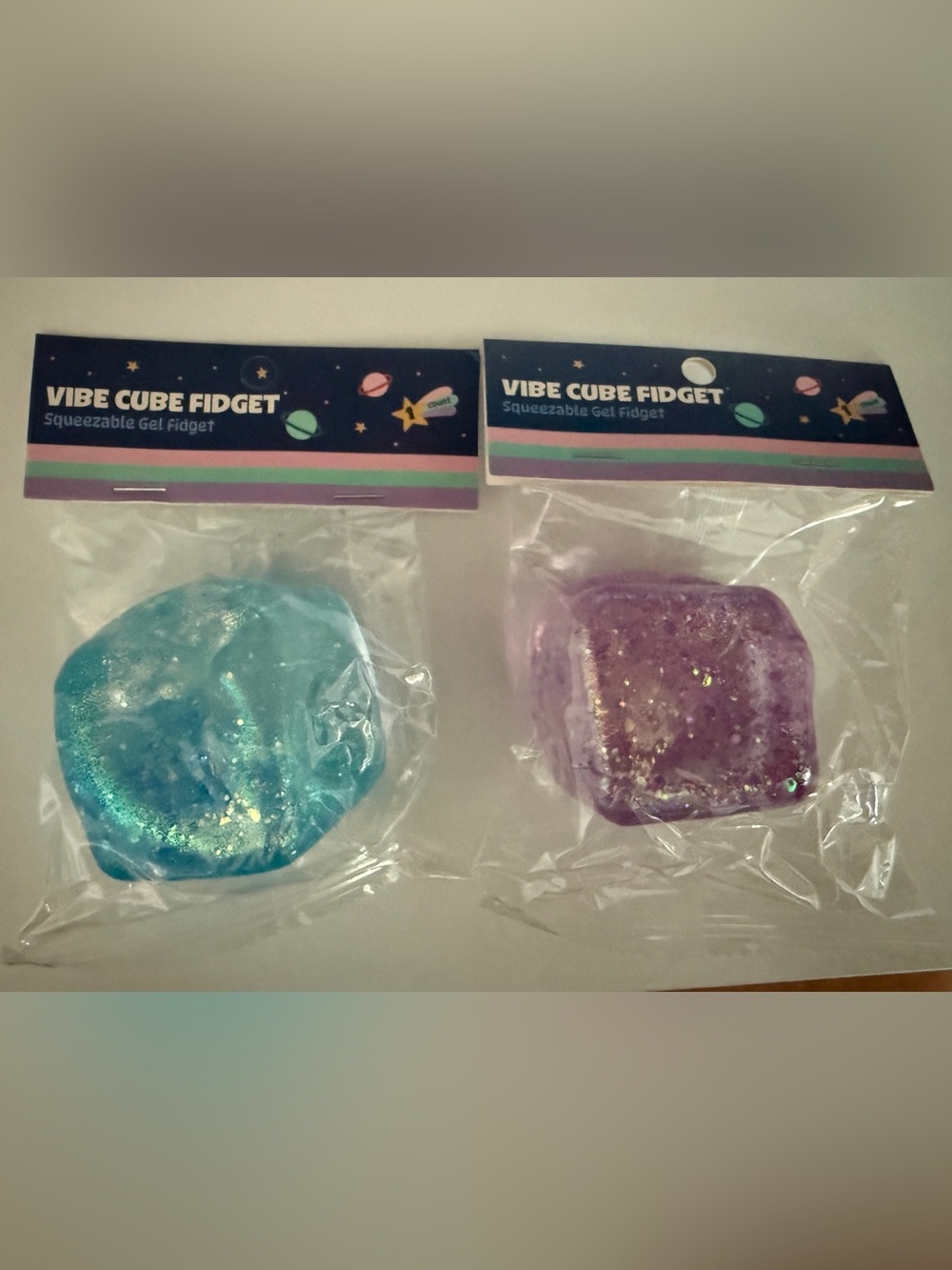 Vibe Cube Fidget Gel Squeeze - Blue and Purple